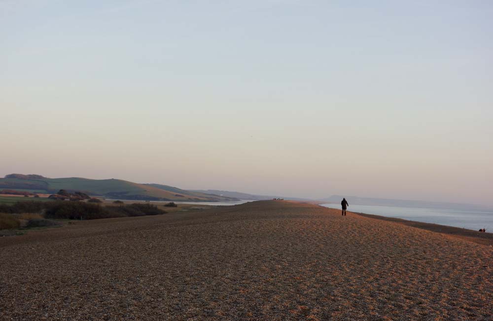 Chesil Beach at sunset, Dorset